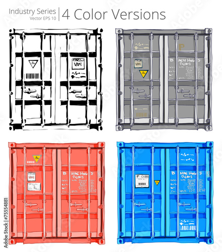 Vector illustration of Cargo containers.4 versions,Color Series