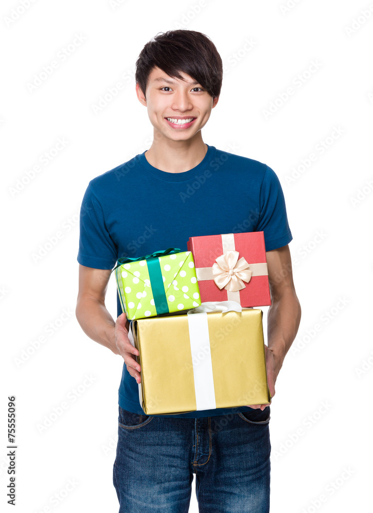 Man hold with present box Man hold with present box
