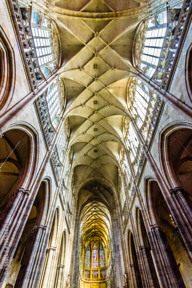 Interior of the  Cathedral of Saints Vitus. Prague