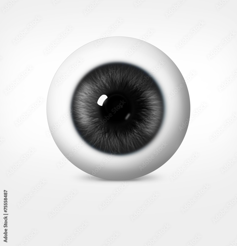 3d eye of man on white background.