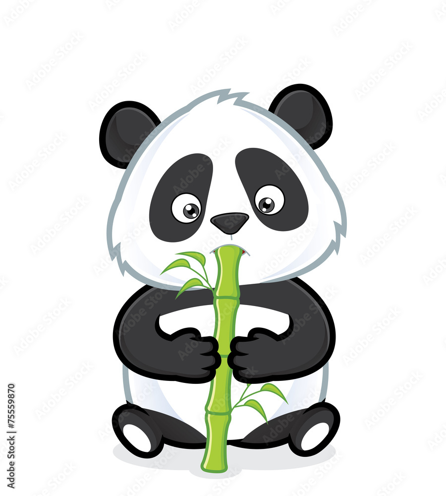 Naklejka premium Panda eating bamboo