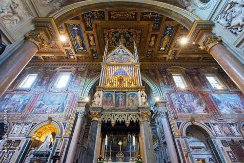 Interior of Basilica di San Giovanni in Laterano, Rome, Italy. Inside luxury cathedral. photo