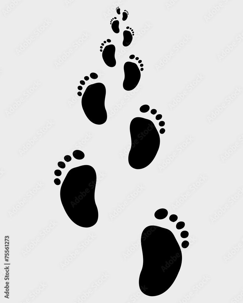 Black prints of baby feet, vector illustration Black prints of baby feet, vector illustration