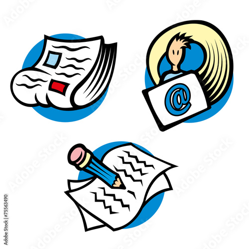 Icons and symbols illustration of information and communication