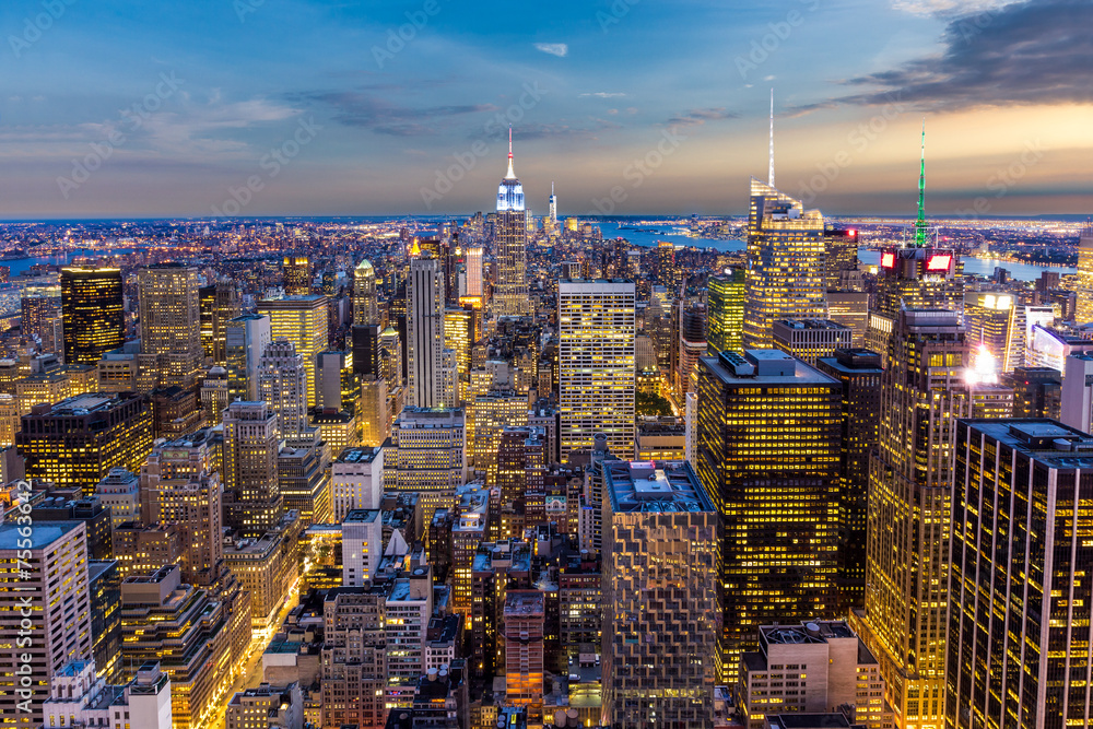 Aerial New York City manhattan Skyline