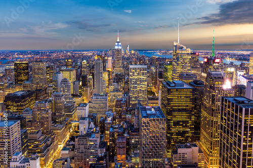 Aerial New York City manhattan Skyline