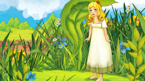 Fototapeta Naklejka Na Ścianę i Meble -  Cartoon fairy tale scene - illustration for the children