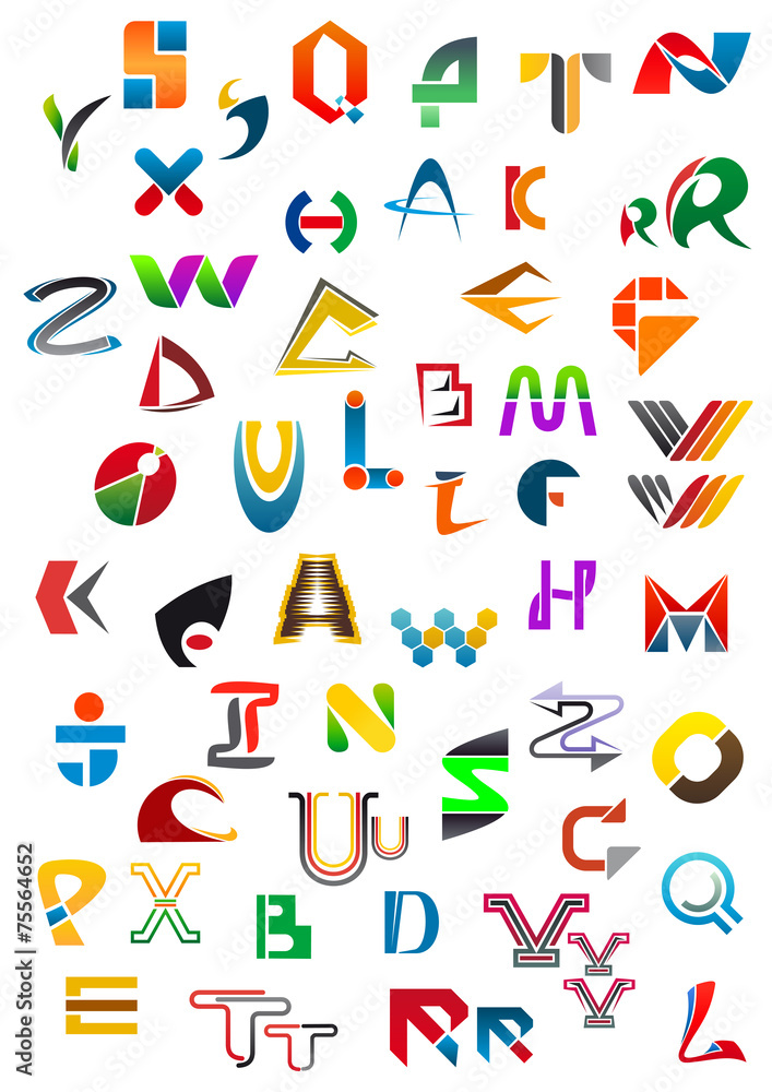Abstract alphabet icons and symbols