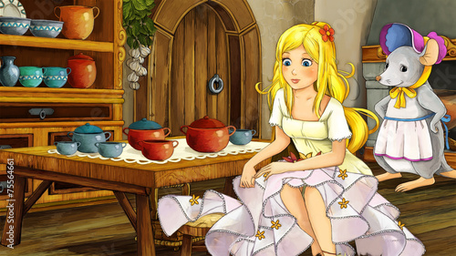 Cartoon fairy tale scene - illustration for the children