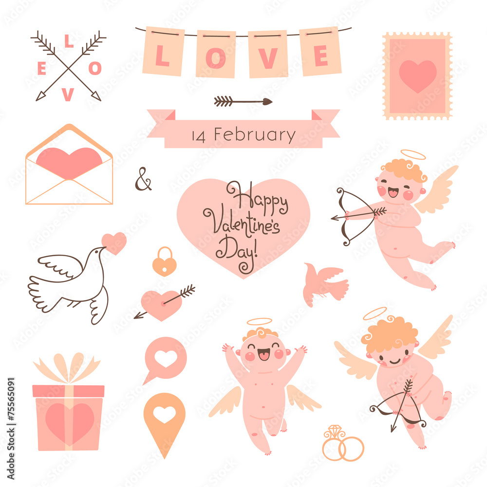 Valentines Day set of elements for design. Valentines Day set of elements for design.