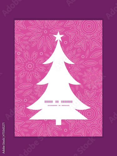 Vector pink abstract flowers texture Christmas tree silhouette