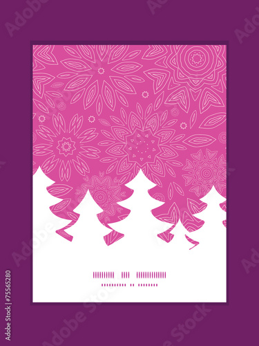 Vector pink abstract flowers texture Christmas tree silhouette