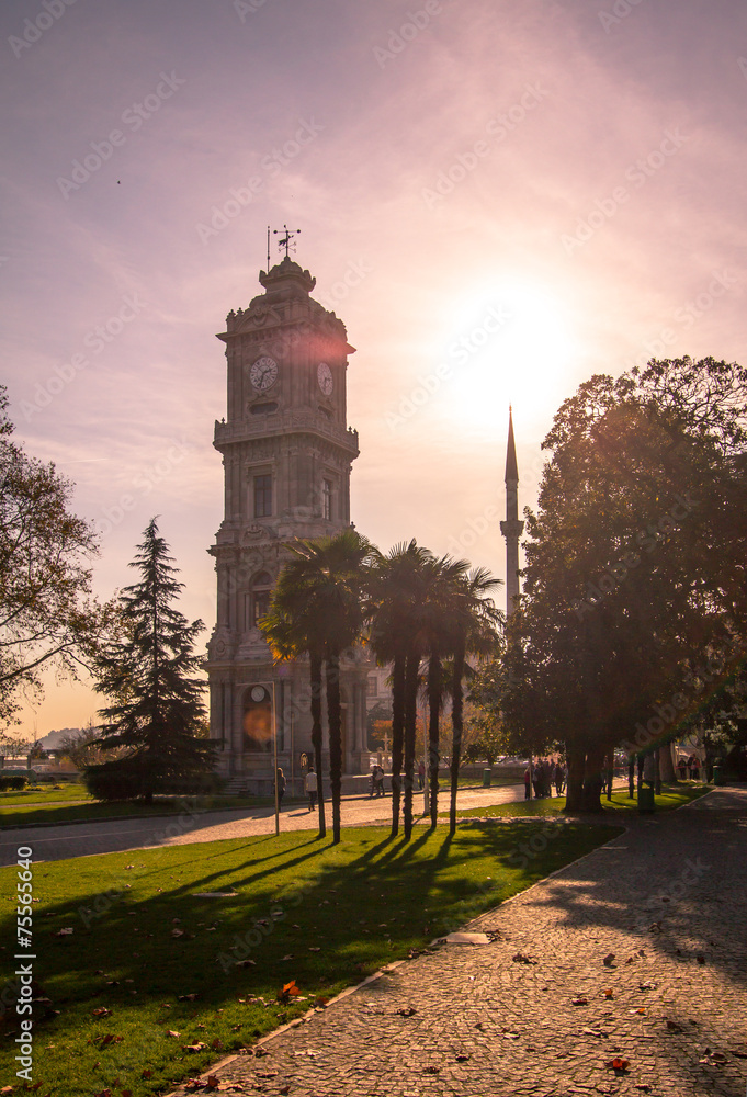 Clock tower at Dolmabahce Palace in Istanbul 