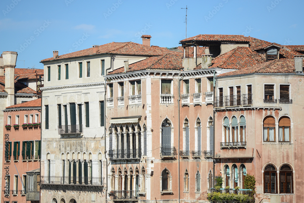 Buildings along the Grand Canal in Venice Italy
