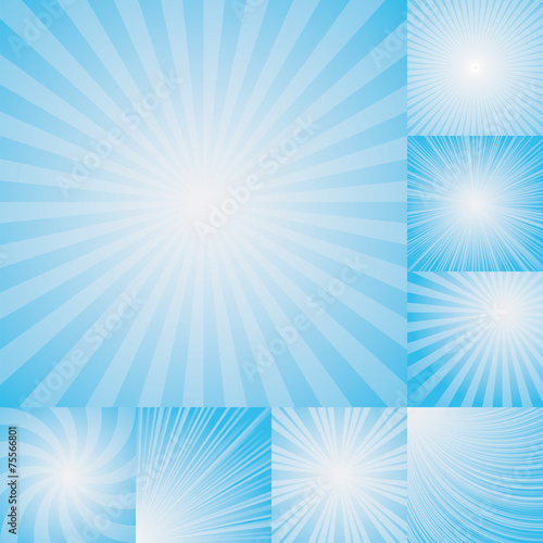 collection of light blue color burst background.