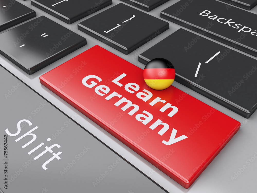 Fototapeta premium 3d Learn Germany on computer keyboard. Education concept