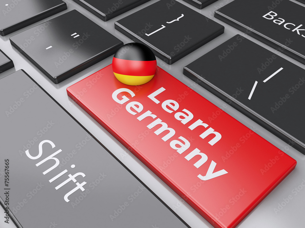 Fototapeta premium 3d Learn Germany on computer keyboard. Education concept