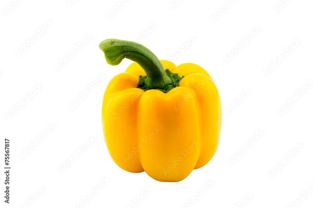 Yellow raw sweet pepper on white background Yellow raw sweet pepper on white background