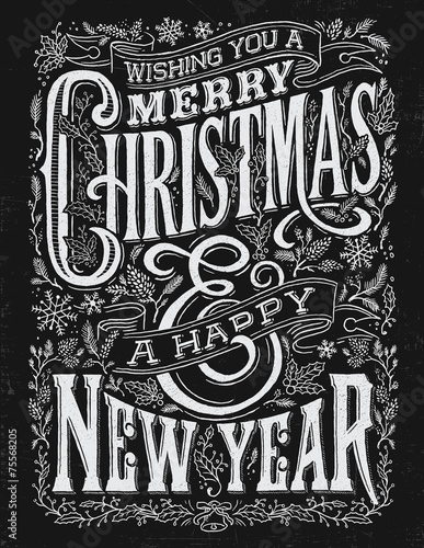 Vintage Christmas and New Year Chalkboard Typography Lockup