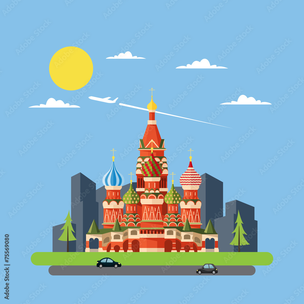 Flat design of Russia castle