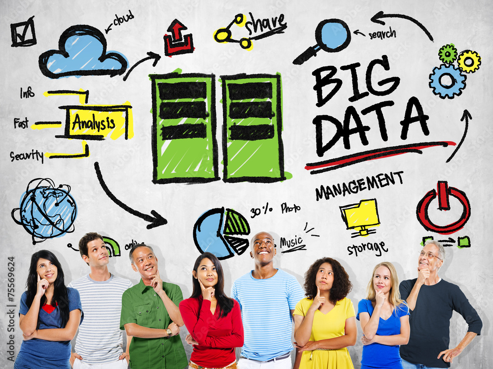 Multi Ethnic Group Big Data Imagination Concept Multi Ethnic Group Big Data Imagination Concept