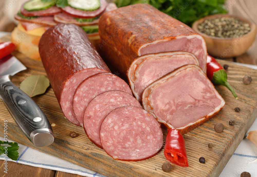 Smoked sausage with spices Smoked sausage with spices