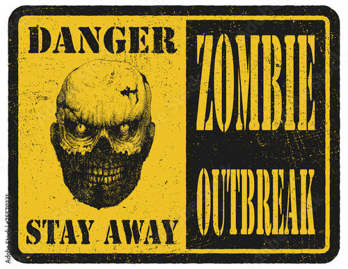 Zombie. Warning sign. Hand drawn. Vector illustration eps8