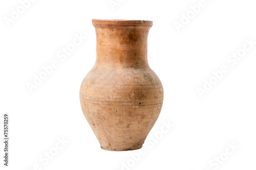Clay jug on white background