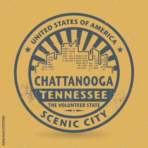 Grunge rubber stamp with name of Chattanooga, Tennessee