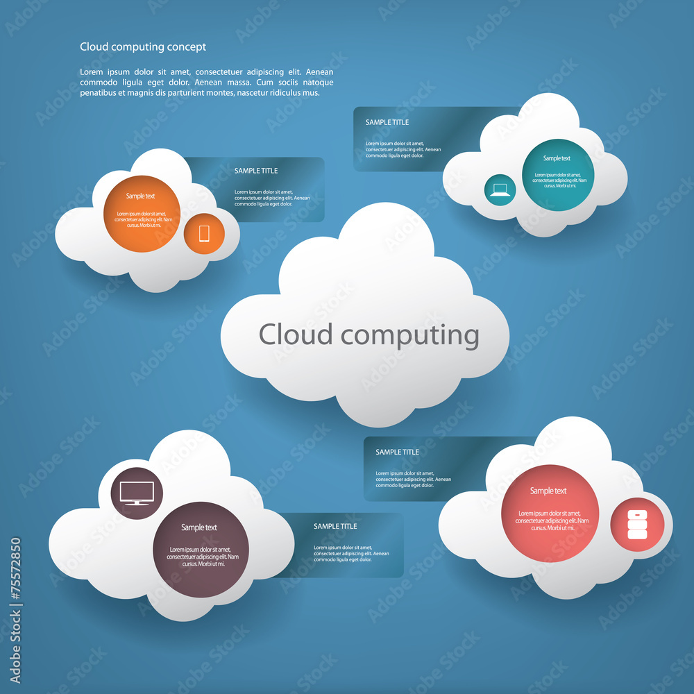 Cloud computing concept vector illustration with menu options Cloud computing concept vector illustration with menu options