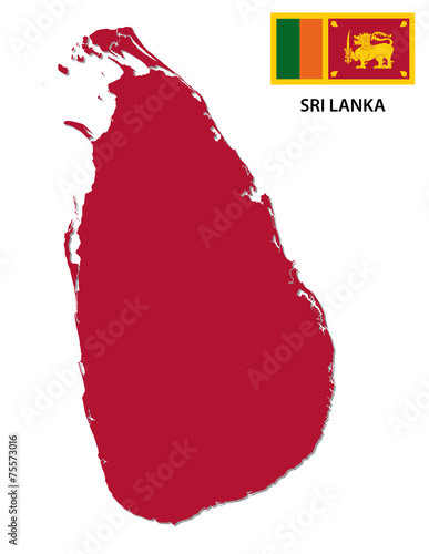 sri lanka map with flag