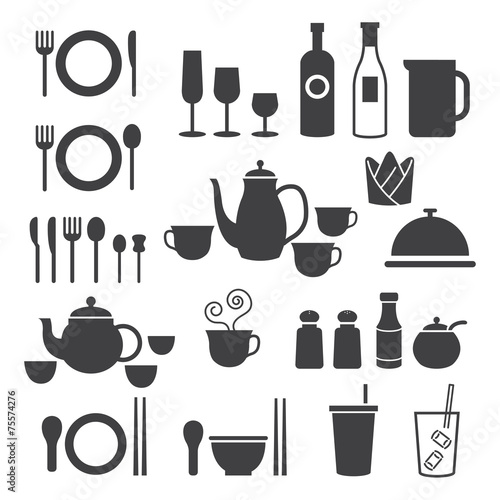 Icons Set   Dinner Restaurant and Eating