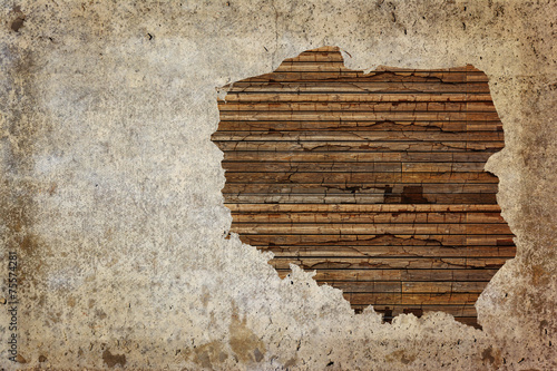Grunge vintage wooden plank Poland map background. #75574281