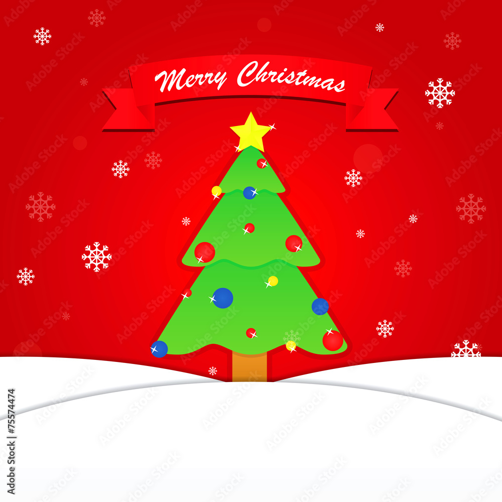 Merry Christmas background with tree and snowflake Merry Christmas background with tree and snowflake