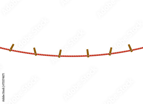 Clothespins on red rope