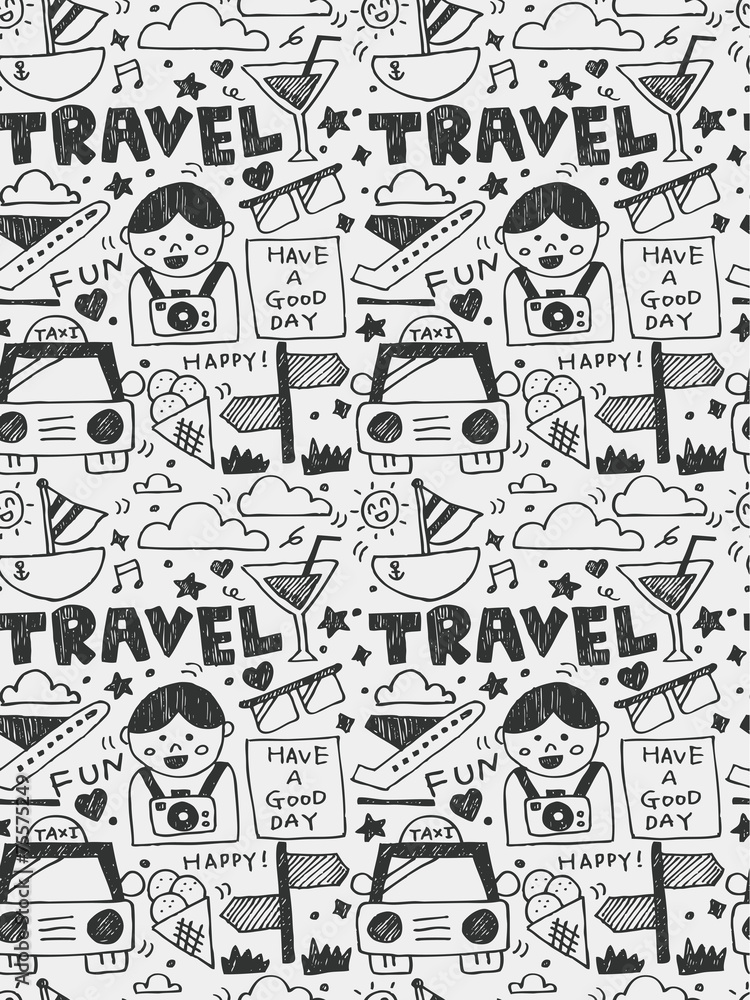 Travel elements doodles hand drawn line icon,eps10