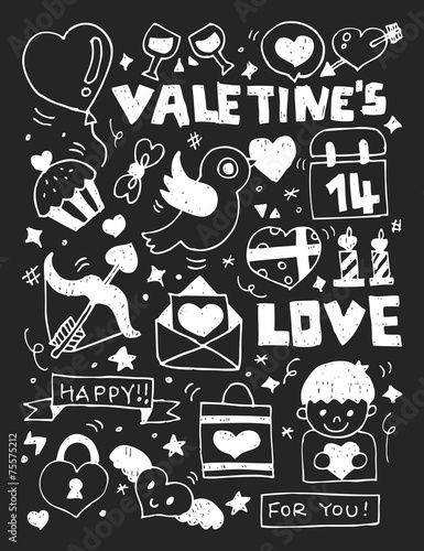 Valentine’s Day elements doodles hand drawn line icon,eps10