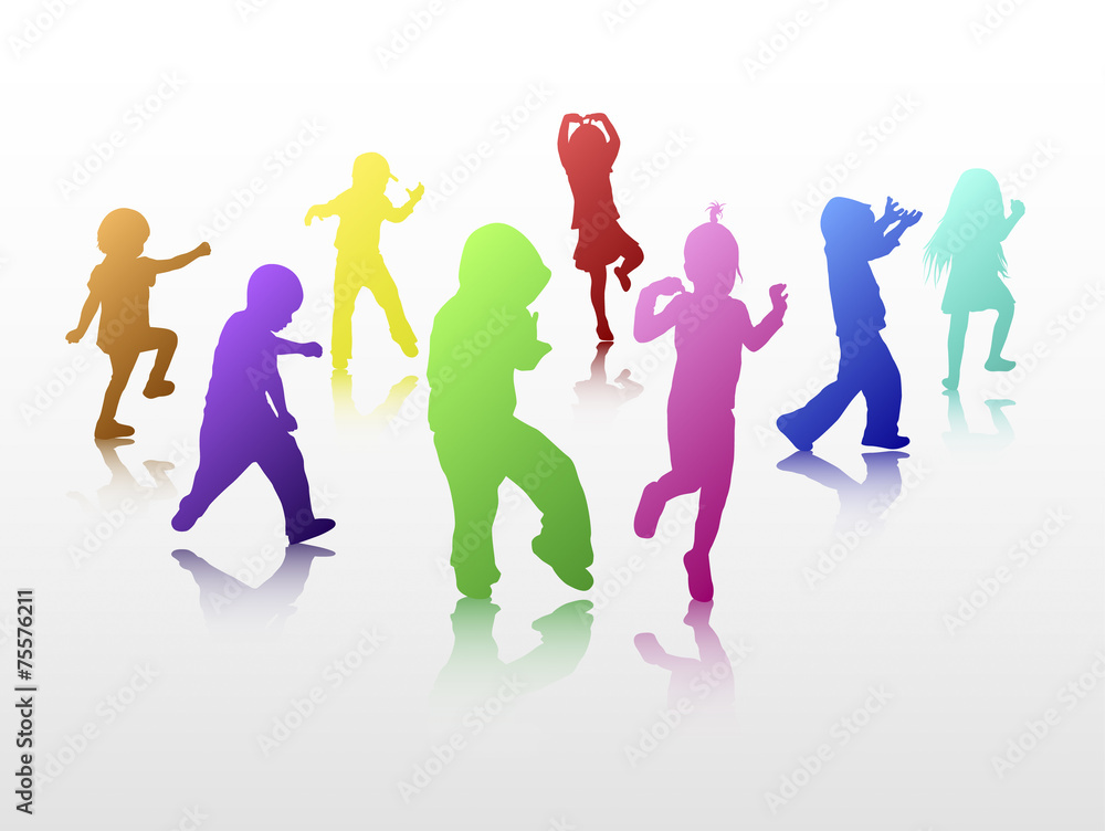 Dancing children silhouettes Dancing children silhouettes