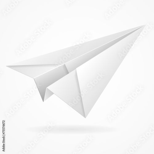 Vector origami paper airplane on white