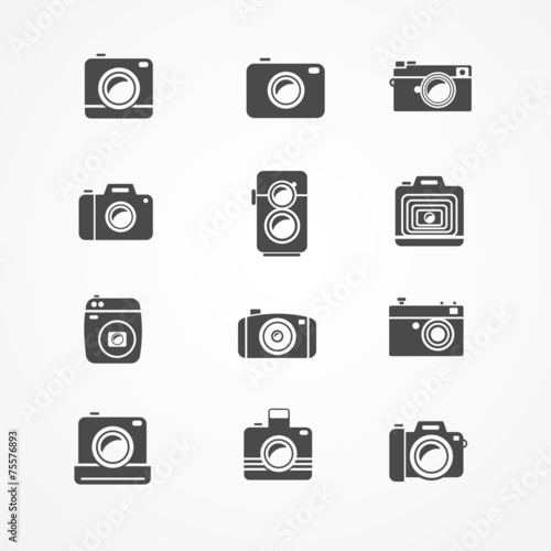 Vector photo camera retro and new icon set