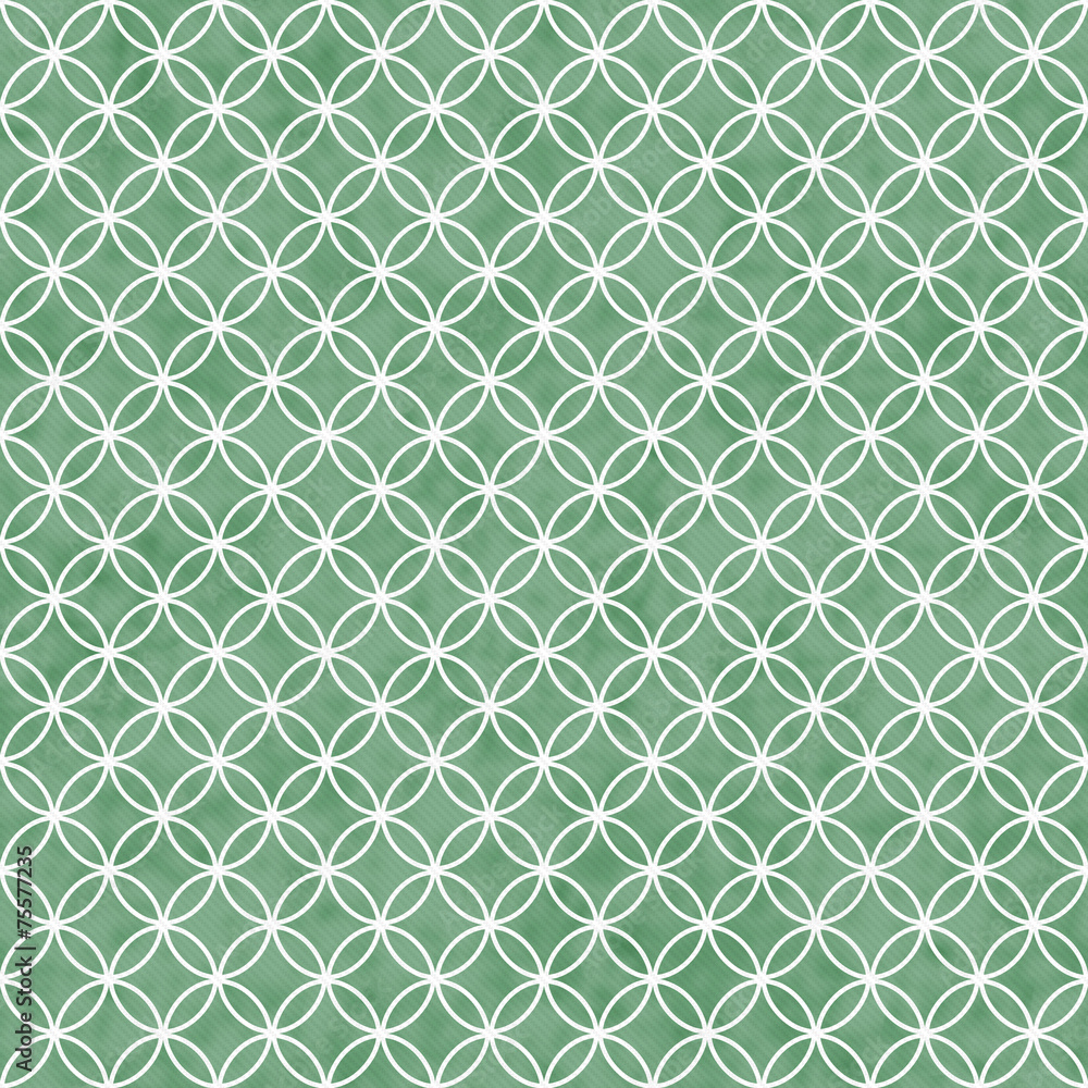 Green and White Interlocking Circles Tiles Pattern Repeat Backgr