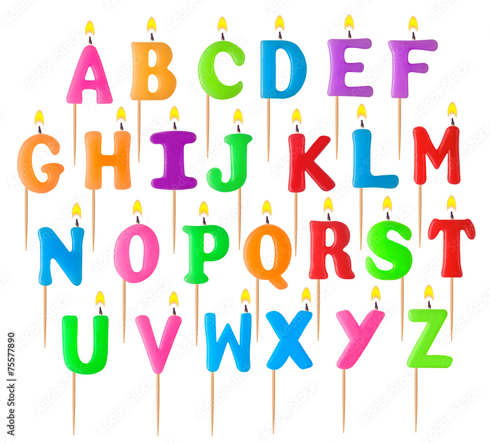 Alphabet in the form of burning candles Alphabet in the form of burning candles