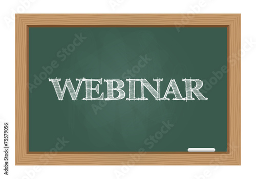 Webinar text on chalkboard