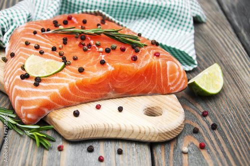 salmon fish with fresh herbs