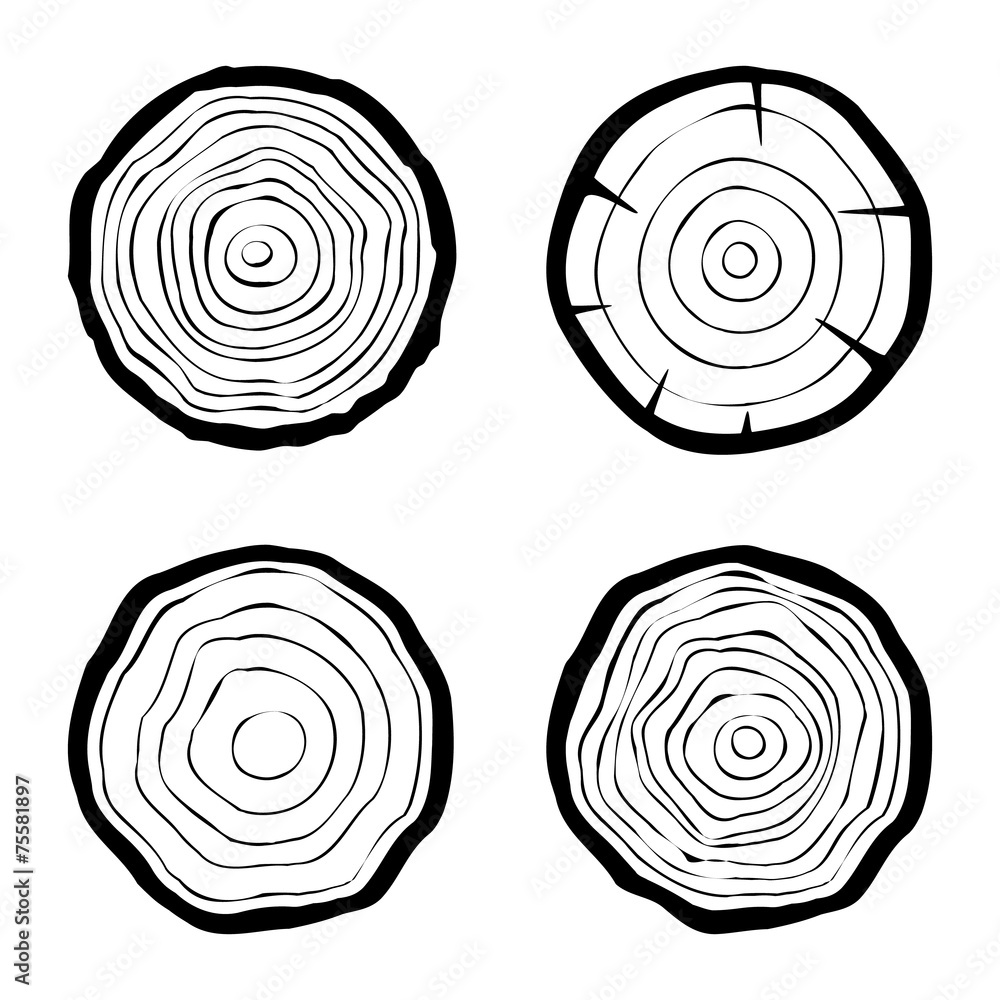 set of four tree rings icons set of four tree rings icons
