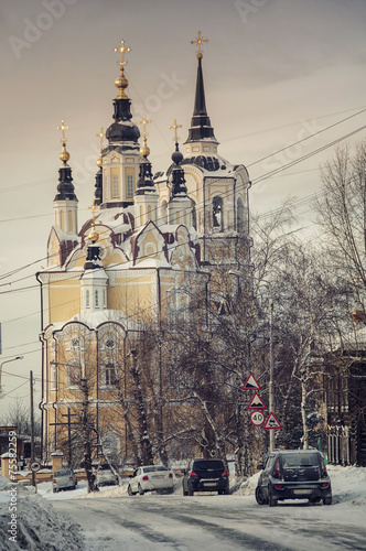 Voskresenskaya Church in Tomsk, Russia in winter photo