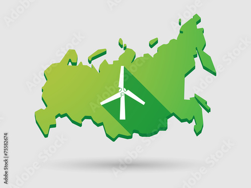 Russia map icon with a wind generator