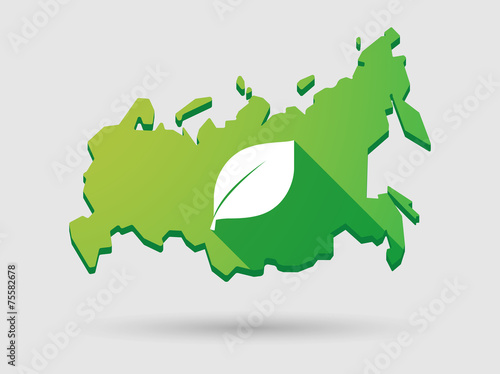 Russia map icon with a leaf