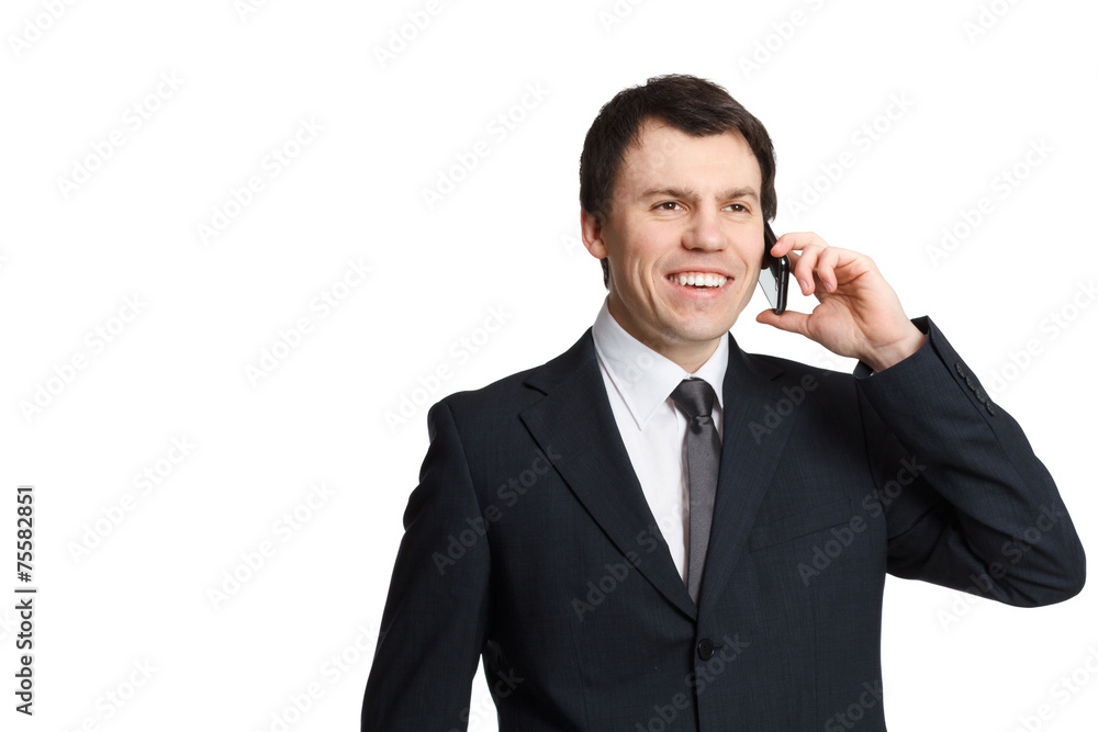 businessman isolated on white with mobile phone businessman isolated on white with mobile phone