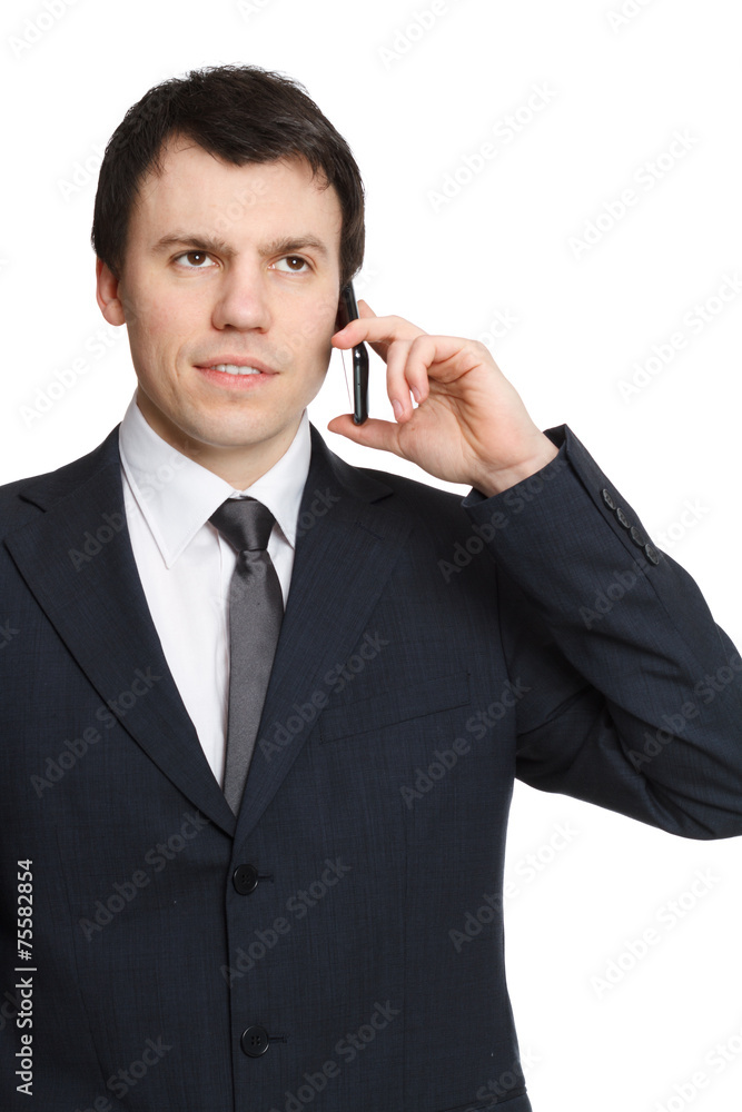 businessman isolated on white with mobile phone businessman isolated on white with mobile phone